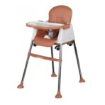 Scaun de Masa Pliabil 3in1, Embo, Reglabil, Multifunctional, 3 Pozitii, Masuta si Husa Detasabile, Roti, Centura de Siguranta, Ajustare Inaltime, Maro