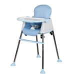 Scaun de Masa Pliabil 3in1, Embo, Reglabil, Multifunctional, 3 Pozitii, Masuta si Husa Detasabile, Roti, Centura de Siguranta, Ajustare Inaltime, Albastru - imagine 3