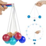 Jucarie interactiva cu bile, Embo, Clackers ball, antistres, Visiniu, 40 mm - imagine 4