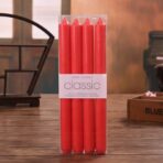 Set 4 Lumanari, Embo, pentru Suport de Masa, Fara Miros si Fum, din Parafina, 2.2 x 25 cm, Rosu - imagine 2