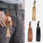 Husa pentru Kendama, Embo, Husa de Depozitare pentru Kendama, din Piele Ecologica, Catarama cu Agatare pentru Transportare, Model Breloc Simplu, 19.5 x 2.5 cm, Apricot - imagine 4