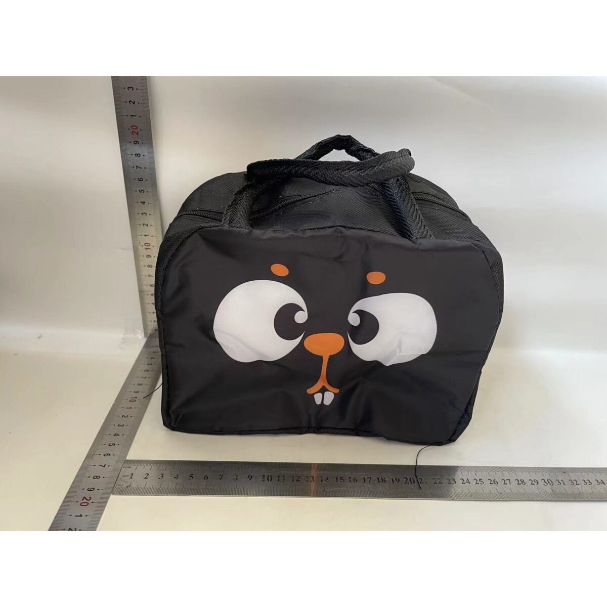 Geantă Frigorifică, Embo, cu Desene Animat, Portabilă pentru Copii, de Prânz, din Pânză Oxford, 22x14x19 cm, Model Veverita, Negru - imagine 2