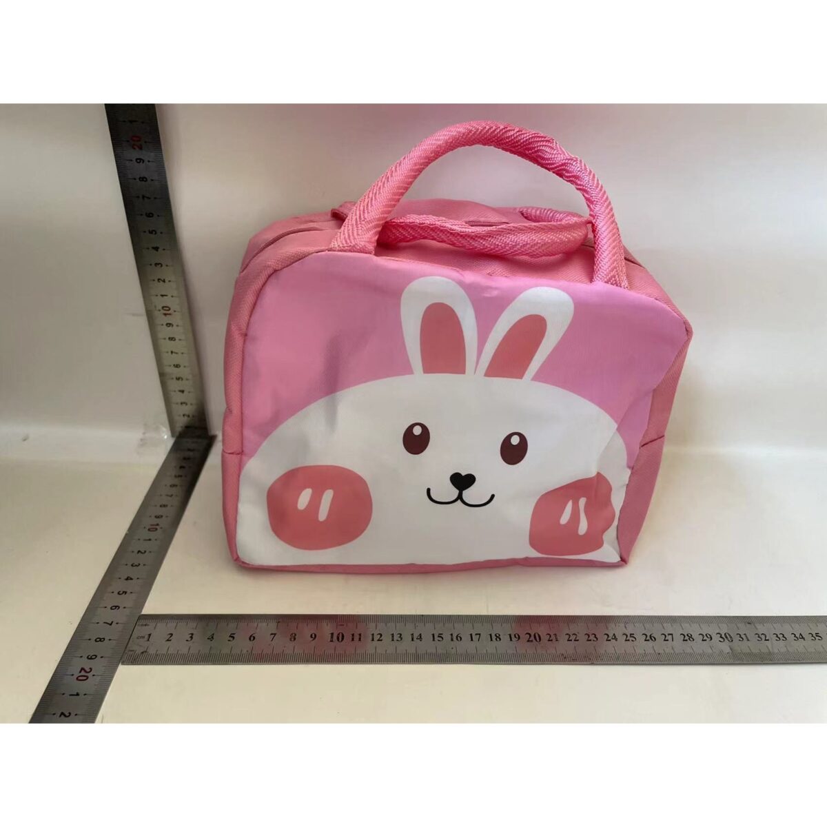 Geantă Frigorifică, Embo, cu Desene Animat, Portabilă pentru Copii, de Prânz, din Pânză Oxford, 22x14x19 cm, Model Iepuras, Roz - imagine 2