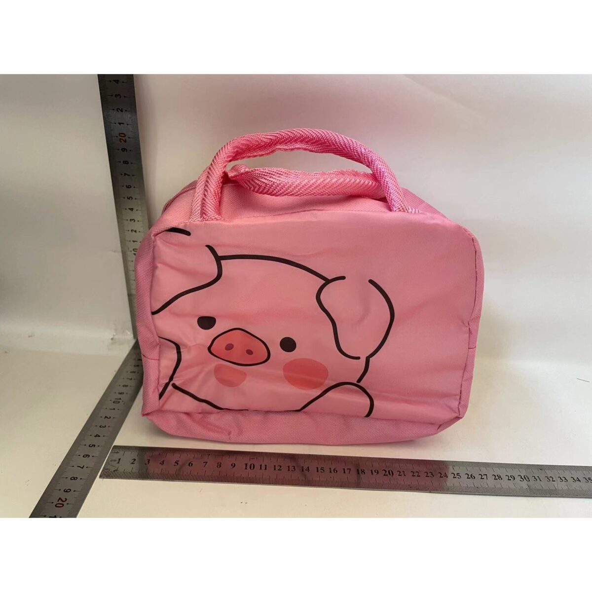 Geantă Frigorifică, Embo, cu Desene Animat, Portabilă pentru Copii, de Prânz, din Pânză Oxford, 22x14x19 cm, Model Purcelus, Roz - imagine 2