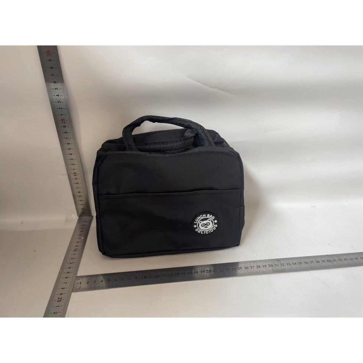 Geanta Termica pentru Pranz, Embo, Multifunctionala, Compartimentata, Impermeabila, cu Manere, Buzunar Exterior, 22x14x19 cm, Negru - imagine 2