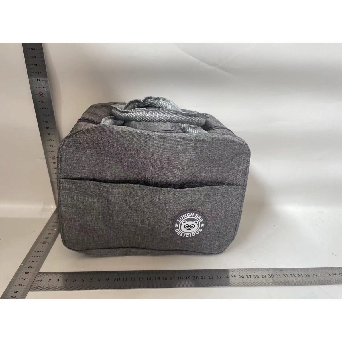 Geanta Termica pentru Pranz, Embo, Multifunctionala, Compartimentata, Impermeabila, cu Manere, Buzunar Exterior, 22x14x19 cm, Gri - imagine 2