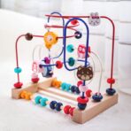 Jucarie din Lemn Montessori, Embo, Labirint Motricitate cu Abac si Animalute, Rollercoaster pentru Copii, Educativ, Dezvoltarea Abilitatilor Motorii, Numaratoare, 22.5x22.5x15 cm, Multicolor - imagine 3