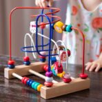 Jucarie din Lemn Montessori, Embo, Labirint Motricitate cu Abac si Animalute, Rollercoaster pentru Copii, Educativ, Dezvoltarea Abilitatilor Motorii, Numaratoare, 22.5x22.5x15 cm, Multicolor - imagine 5