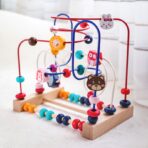Jucarie din Lemn Montessori, Embo, Labirint Motricitate cu Abac si Animalute, Rollercoaster pentru Copii, Educativ, Dezvoltarea Abilitatilor Motorii, Numaratoare, 22.5x22.5x15 cm, Multicolor - imagine 10
