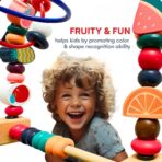 Jucarie din Lemn Montessori, Embo, Labirint Motricitate cu Abac si Animalute, Rollercoaster pentru Copii, Educativ, Dezvoltarea Abilitatilor Motorii, Numaratoare, 22x17x15 cm, Multicolor - imagine 4