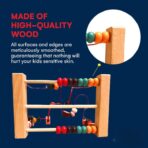 Jucarie din Lemn Montessori, Embo, Labirint Motricitate cu Abac si Animalute, Rollercoaster pentru Copii, Educativ, Dezvoltarea Abilitatilor Motorii, Numaratoare, 22x17x15 cm, Multicolor - imagine 5