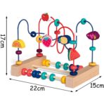 Jucarie din Lemn Montessori, Embo, Labirint Motricitate cu Abac si Animalute, Rollercoaster pentru Copii, Educativ, Dezvoltarea Abilitatilor Motorii, Numaratoare, 22x17x15 cm, Multicolor - imagine 7