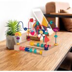 Jucarie din Lemn Montessori, Embo, Labirint Motricitate cu Abac si Animalute, Rollercoaster pentru Copii, Educativ, Dezvoltarea Abilitatilor Motorii, Numaratoare, 22x17x15 cm, Multicolor - imagine 8