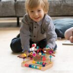 Jucarie din Lemn Montessori, Embo, Labirint Motricitate cu Abac si Animalute, Rollercoaster pentru Copii, Educativ, Dezvoltarea Abilitatilor Motorii, Numaratoare, 22x17x15 cm, Multicolor - imagine 9