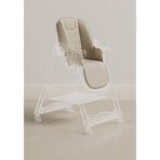 Scaun de Masa pentru Bebelusi si Copii, Embo, 2 Tavite si Husa Detasabile, Multifuncțional, Stabil, Centura de Siguranta, Inaltime Ajustabila, Spatar Reglabil Moale, Cos de Depozitare, 100x50x80cm, de la 6 Luni, Crem - imagine 3