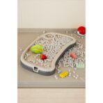 Scaun de Masa pentru Bebelusi si Copii, Embo, 2 Tavite si Husa Detasabile, Multifuncțional, Stabil, Centura de Siguranta, Inaltime Ajustabila, Spatar Reglabil Moale, Cos de Depozitare, 100x50x80cm, de la 6 Luni, Crem - imagine 4