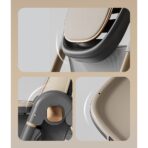 Scaun de Masa pentru Bebelusi si Copii, Embo, 2 Tavite si Husa Detasabile, Multifuncțional, Stabil, Centura de Siguranta, Inaltime Ajustabila, Spatar Reglabil Moale, Cos de Depozitare, 100x50x80cm, de la 6 Luni, Crem - imagine 7