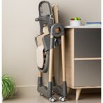 Scaun de Masa pentru Bebelusi si Copii, Embo, 2 Tavite si Husa Detasabile, Multifuncțional, Stabil, Centura de Siguranta, Inaltime Ajustabila, Spatar Reglabil Moale, Cos de Depozitare, 100x50x80cm, de la 6 Luni, Crem - imagine 10