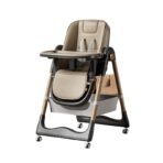 Scaun de Masa pentru Bebelusi si Copii, Embo, 2 Tavite si Husa Detasabile, Multifuncțional, Stabil, Centura de Siguranta, Inaltime Ajustabila, Spatar Reglabil Moale, Cos de Depozitare, 100x50x80cm, de la 6 Luni, Crem