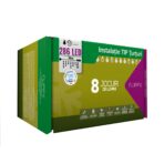 Instalatie Craciun, 10 m, 286 Led-uri ,Franjuri, Rosu / Verde/ Albastru, Flash, Transformator cu telecomanda, Interconectabila, Prelungitor 5 m inclus, Fir Negru, Embo