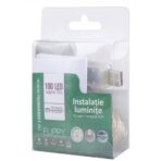 Instalatie Craciun, 10 metri, 100 LED-uri, alb cald, telecomanda 8 functii, USB, fir cupru, liniar, interior/exterior, Embo - imagine 9