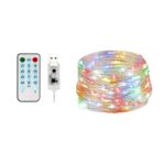 Instalatie Craciun, 10 metri, 100 LED-uri, multicolor RGB, sincronizare muzica, telecomanda 12 de functii, USB, fir cupru, liniar, interior/exterior, Embo - imagine 10