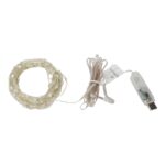 Instalatie Craciun, 10 metri, 100 LED-uri, telecomanda 32 de functii, multicolor RBG, fir cupru, USB, interior, Embo