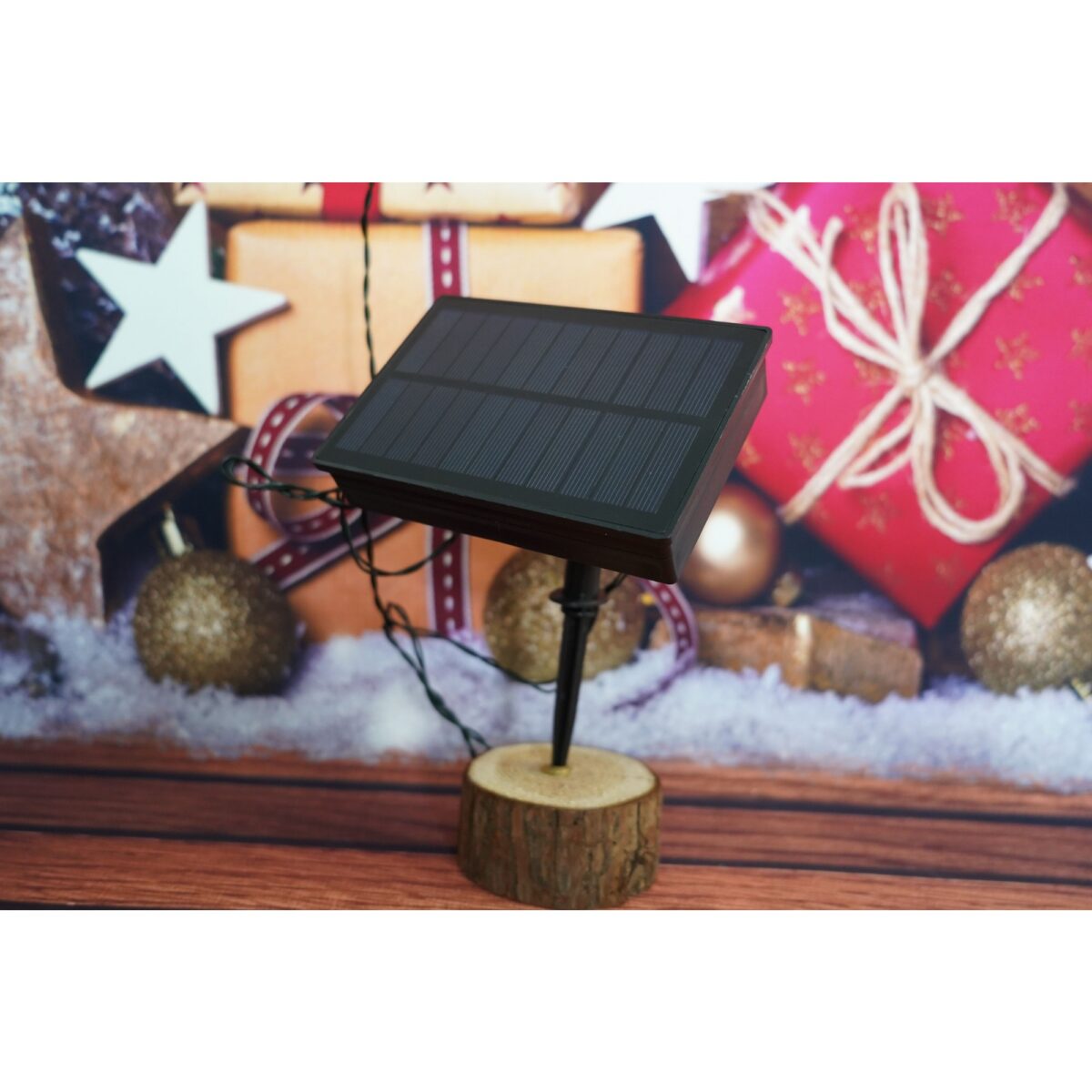 Instalatie Craciun, 12 metri, 100 de LED-uri, alb cald, cu energie solara, fir de cupru, liniar, interior/exterior, Embo - imagine 8