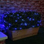 Instalatie Craciun, 15 m, 150 Led-uri ,Liniara, Albastru, 8 jocuri de lumini, Transformator cu telecomanda, Interconectabila, Prelungitor 3 m inclus, Fir Verde, Embo - imagine 5