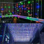 Instalatie Craciun, 15 m, 429 Led-uri ,Franjuri, Multicolor, Flash, Transformator cu telecomanda, Interconectabila, Prelungitor 3 m inclus, Fir Alb, Embo - imagine 4