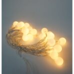 Instalatie Craciun, .3 m, 20 de LED-uri, alb-cald, model cu bilute, liniara, cu baterie, interior/exterior, Embo - imagine 2
