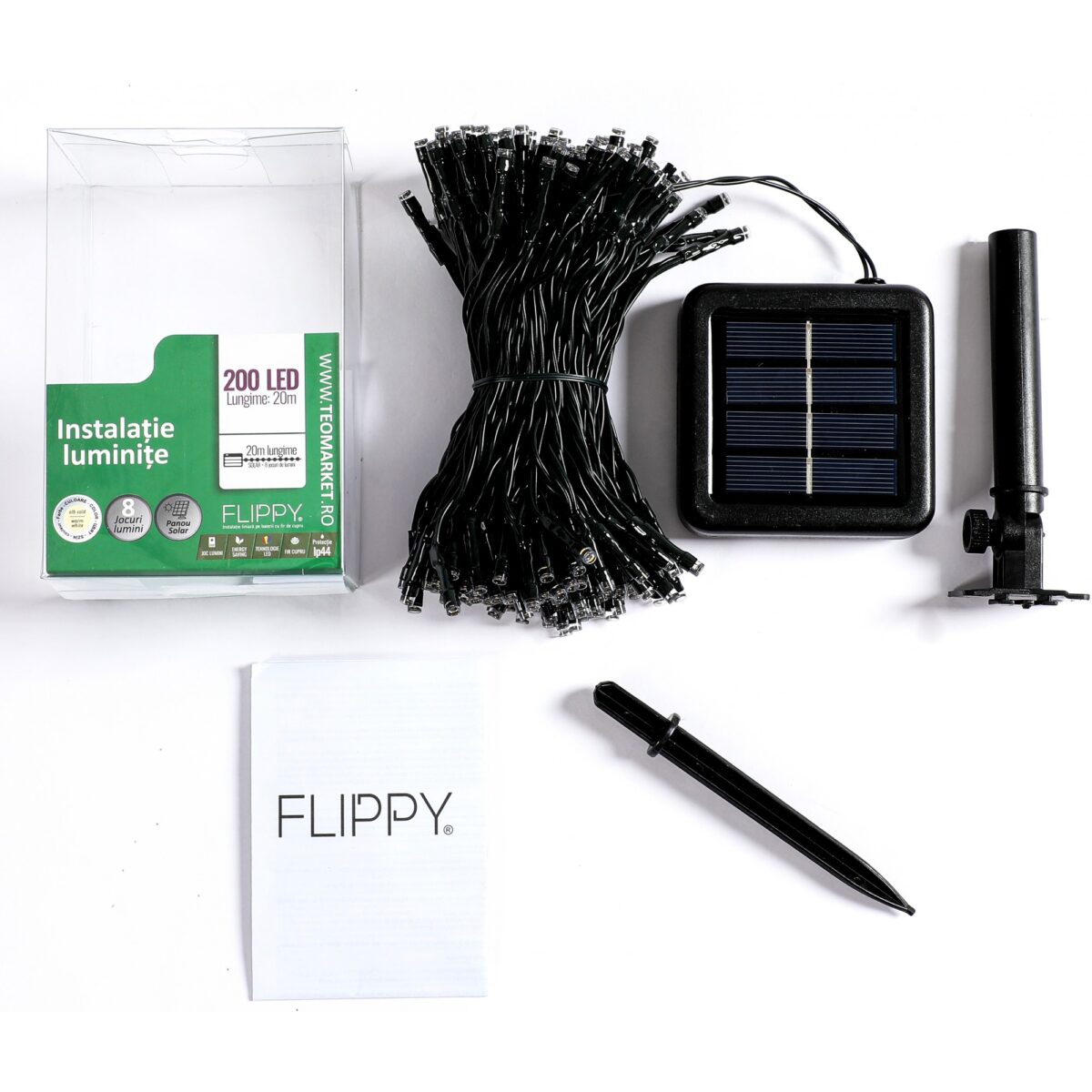 Instalatie Craciun, 20 metri, 200 de LED-uri, alb cald, cu energie solara, fir de cupru, liniar, interior/exterior, Embo - imagine 8