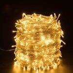 Instalatie Craciun, 25 m, 715 Led-uri ,Franjuri, Alb cald, Flash, Transformator, Interconectabila, Prelungitor 3 m inclus, Fir Transparent, Embo