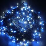 Instalatie Craciun, 25 m, 715 Led-uri ,Franjuri, Albastru, Flash, Transformator, Interconectabila, Prelungitor 3 m inclus, Fir Negru, Embo - imagine 2