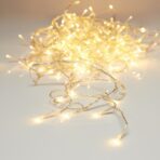 Instalatie Craciun, 3 m, 96 Led-uri ,Franjuri, Alb cald, 8 jocuri de lumini, Transformator cu telecomanda, Interconectabila, Prelungitor 3 m inclus, Fir Transparent, Embo - imagine 3