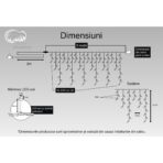 Instalatie Craciun, 3 m, 96 Led-uri ,Franjuri, Alb rece, 8 jocuri de lumini, Transformator cu telecomanda, Interconectabila, Prelungitor 3 m inclus, Fir Negru, Embo - imagine 3