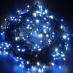 Instalatie Craciun, 40 m, 1144 Led-uri ,Franjuri, Albastru, Flash, Transformator, Interconectabila, Prelungitor 3 m inclus, Fir Negru, Embo - imagine 9