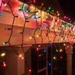 Instalatie Craciun, 40 m, 1144 Led-uri ,Franjuri, Multicolor, Flash, Transformator cu telecomanda, Interconectabila, Prelungitor 5 m inclus, Fir Transparent, Embo - imagine 5