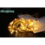 Instalatie Craciun, 5 metri, 50 de LED-uri, alb cald, cu energie solara, fir de cupru, liniar, interior/exterior, Embo