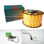 Instalatie Craciun, 50 m, 1200 Led-uri ,Furtun Luminos, Alb cald, 8 jocuri de lumini, Transformator, Sectionabila, 220 V, Embo - imagine 9