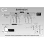 Instalatie Craciun, 6 m, 192 Led-uri ,Franjuri, Alb cald, 8 jocuri de lumini, Transformator cu telecomanda, Interconectabila, Prelungitor 3 m inclus, Fir Transparent, Embo - imagine 5