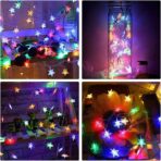 Instalatie Craciun, Embo, 3.5 M, 30 de LED-uri, Model cu Stelute, Tip Liniara, cu Baterii 3 x AA, Interior/Exterior, Multicolor - imagine 6