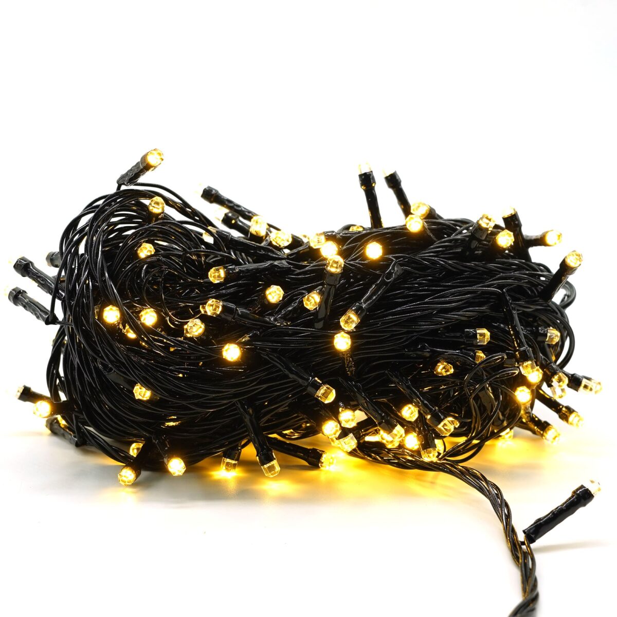 Instalatie de Craciun liniara Yoto, 17 m, din care 1 m cablu priza 220V, 200 LED, 8 jocuri de lumini, beculet in 6 colturi, pentru interior, controler, fir negru, alb cald - imagine 4