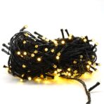 Instalatie de Craciun liniara Yoto, 17 m, din care 1 m cablu priza 220V, 200 LED, 8 jocuri de lumini, beculet in 6 colturi, pentru interior, controler, fir negru, alb cald - imagine 4