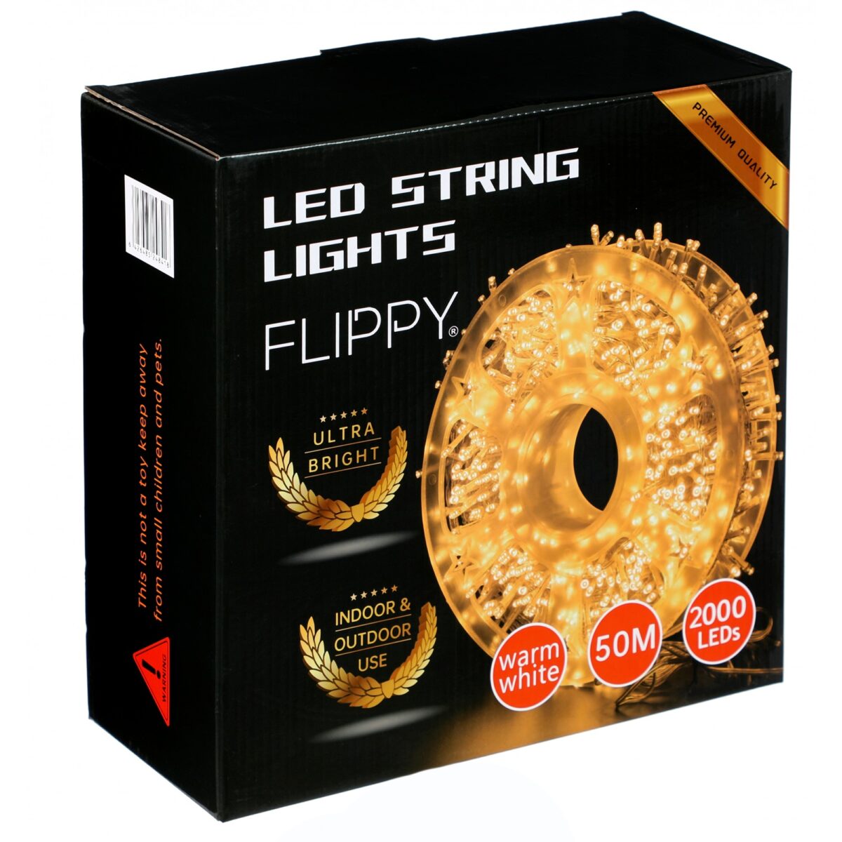 Instalatie Craciun liniara, fir transparent, cu transformator, 50m, alb cald, 2000 LED-uri, 8 jocuri de lumini, Embo - imagine 2