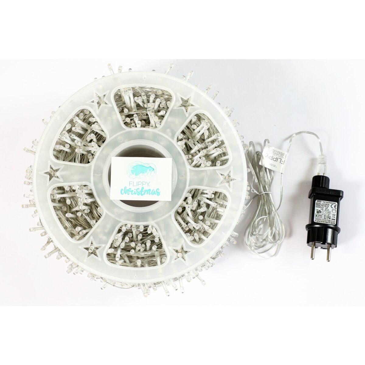 Instalatie Craciun liniara, fir transparent, cu transformator, 50m, alb cald, 2000 LED-uri, 8 jocuri de lumini, Embo - imagine 4
