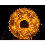 Instalatie Craciun liniara, fir transparent, cu transformator, 50m, alb cald, 2000 LED-uri, 8 jocuri de lumini, Embo