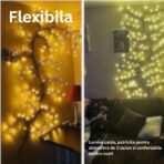 Instalatie Craciun tip Creanga Embo, 144 LED-uri, Conectare la Retea, 8 Jocuri de Lumini, Telecomanda, 2.5 m, Prelungitor 2 m, 3V, 1.5V, Fir Negru, Alb Cald - imagine 8