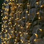 Instalatie Craciun, Tip Perdea, 1 m x 1 m, 60 LED-uri, Alb Cald, Controler, 8 jocuri de lumini, Interconectabila, Fir transparent, Interior/ Exterior, Embo - imagine 3