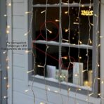 Instalatie Craciun, Tip Perdea, 1 m x 1 m, 60 LED-uri, Alb Cald, Controler, 8 jocuri de lumini, Interconectabila, Fir transparent, Interior/ Exterior, Embo - imagine 4